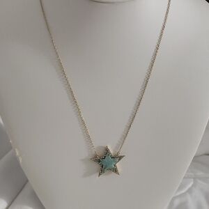 Elegant Star Pendant Necklace in Silver and Blue
